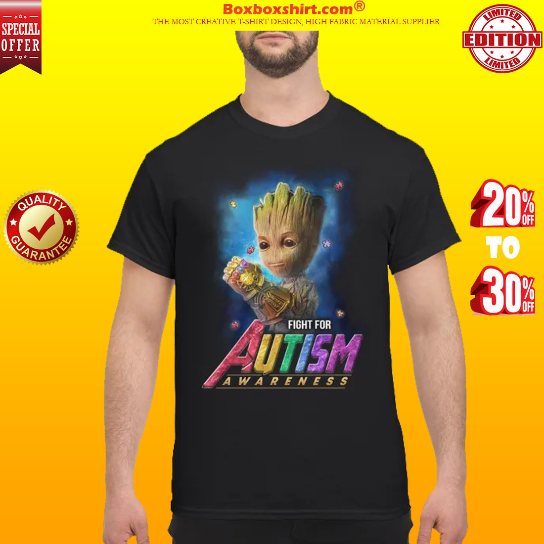 Groot Thanos fight for Autism awareness classic shirt