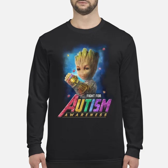 Groot Thanos fight for Autism awareness men's long sleeved shirt