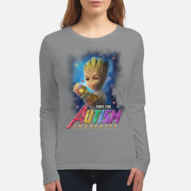 Groot Thanos fight for Autism awareness women's long sleeved shirt