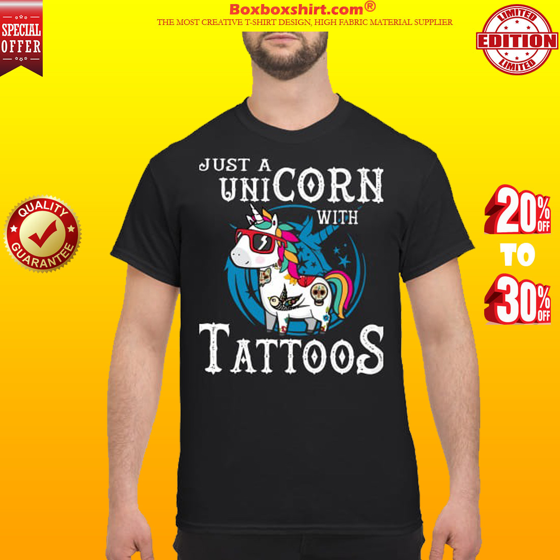 Just a unicorn with tattoos classic shirt