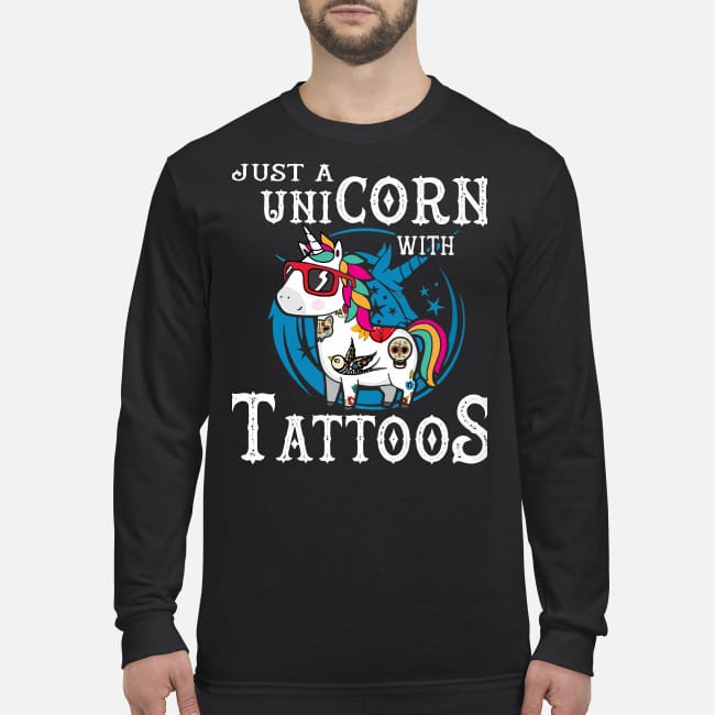 Just a unicorn with tattoos men's long sleeved shirt