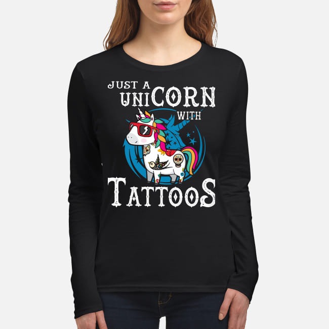 Just a unicorn with tattoos women's long sleeved shirt