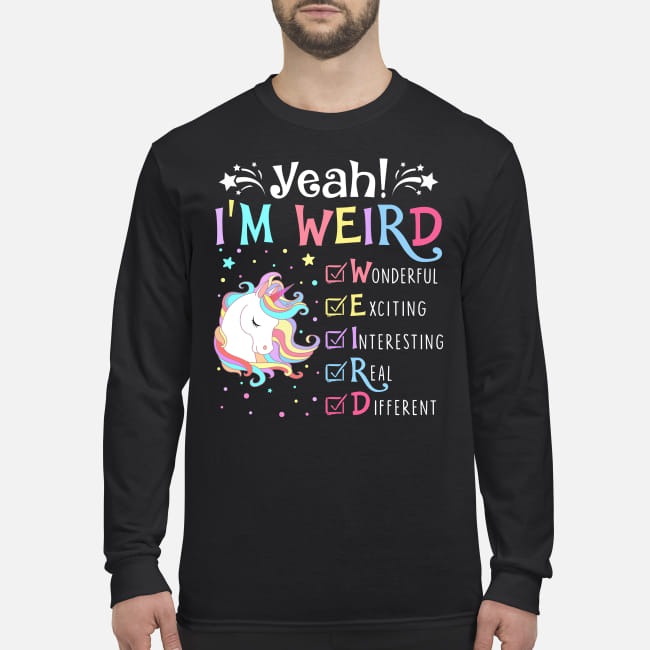 Unicorn I'm weird wonderful exciting interesting real different men's long sleeved shirt