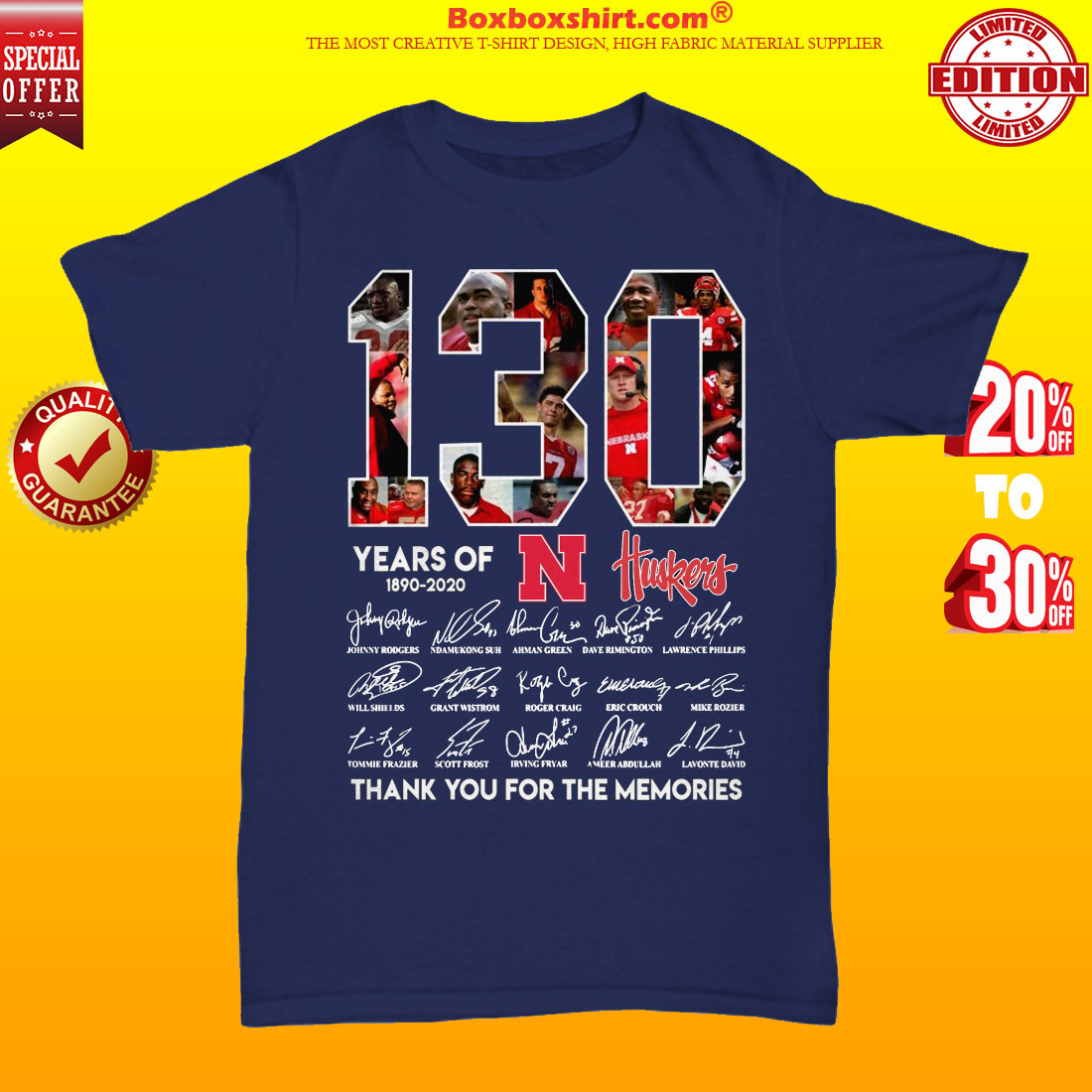 130 Years Of Huskers 1890 2020 unisex tee shirt