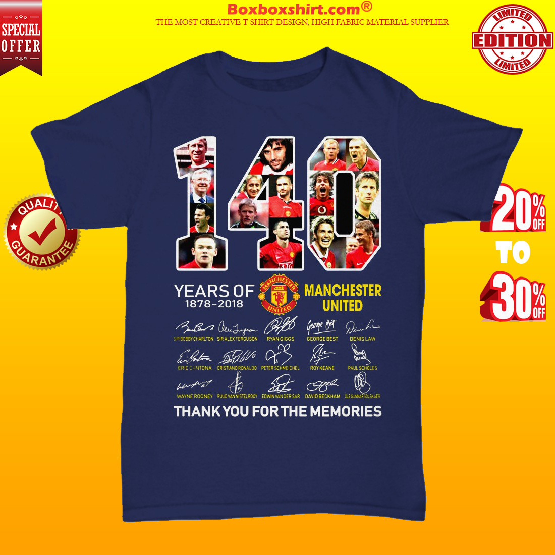 140 years of Manchester United thank you for memories unisex tee shirt