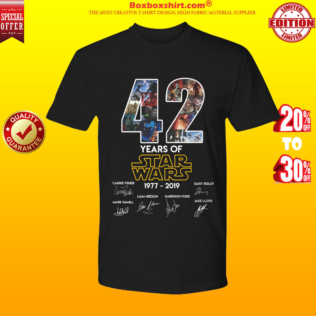 42 years of star wars 1997 2019 shirt