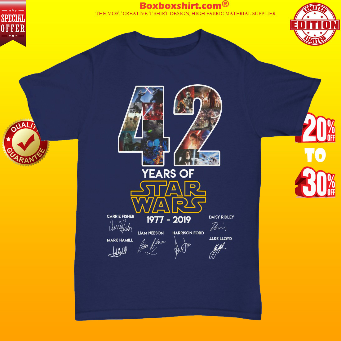 42 years of star wars 1997 2019 unisex tee shirt