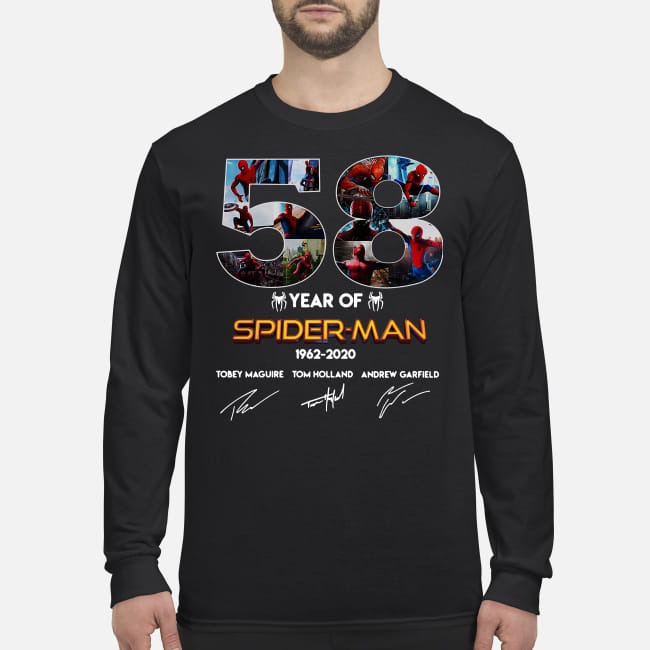 58 year of Spider Man 1962 2020 signatures men's long sleeved shirt