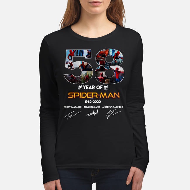 58 year of Spider Man 1962 2020 signatures women's long sleeved shirt