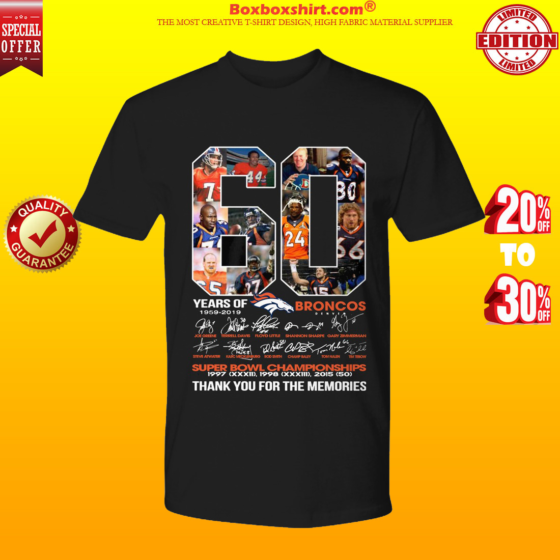 60 years of Broncos 1959 2019 thank you for the memories shirt
