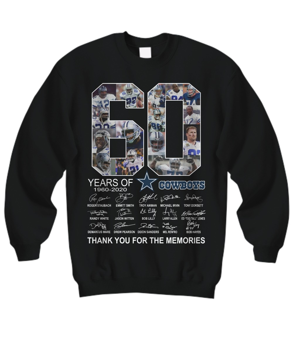 60 years of Dallas Cowboys signatures thank you for the memories sweatshirt