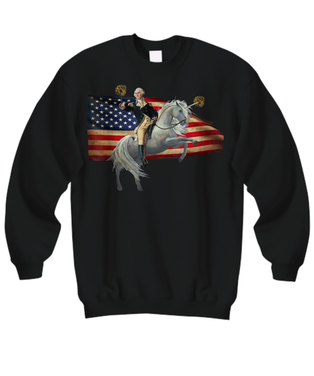 American flag Washingtion riding unicorn sweatshirt