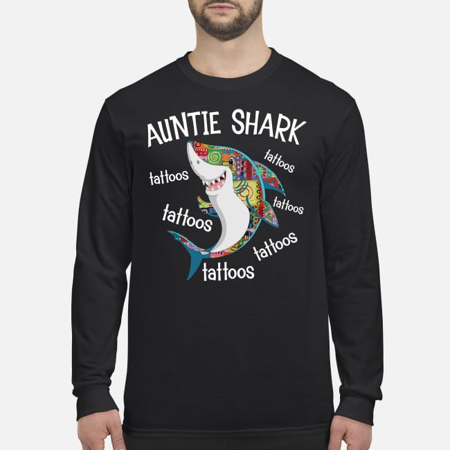 Auntie shark tattoos men's long sleeved shirt