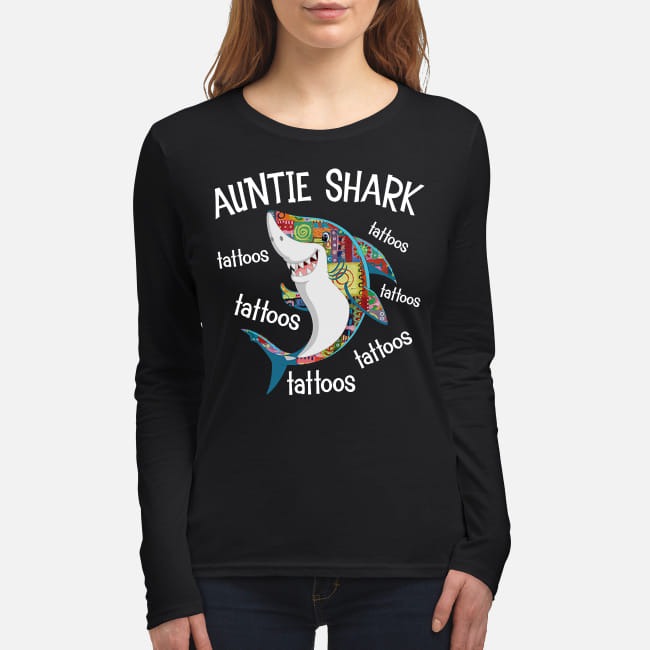 Auntie shark tattoos women's long sleeved shirt