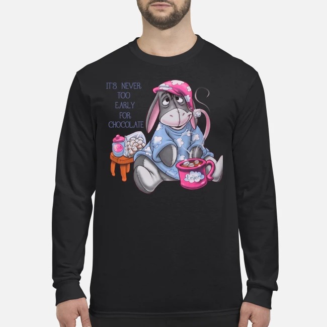 Eeyore it's never too early for chocolate men's long sleeved shirt