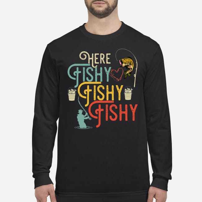 Here fishy fishy fishy men's long sleeved shirt