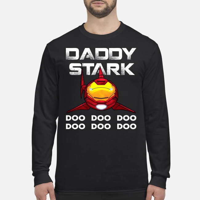 Iron man daddy shark doo doo doo men's long sleeved shirt