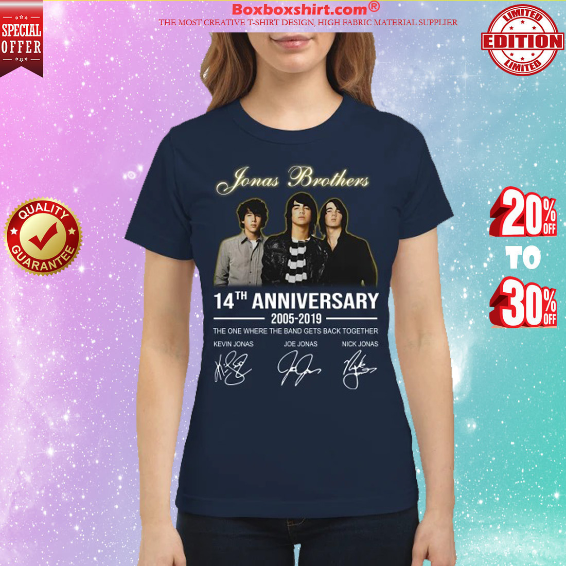 Jonas Brothers 14th anniversary signatures classic shirt