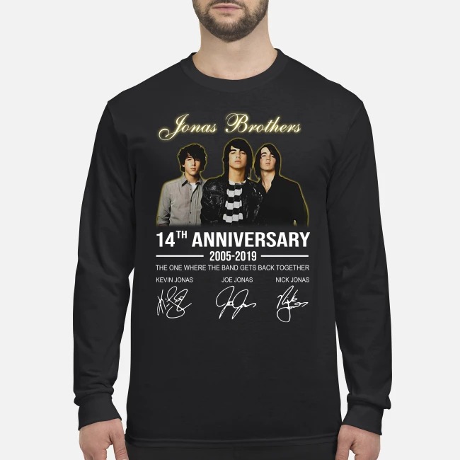 Jonas Brothers 14th anniversary signatures men's long sleeved shirt