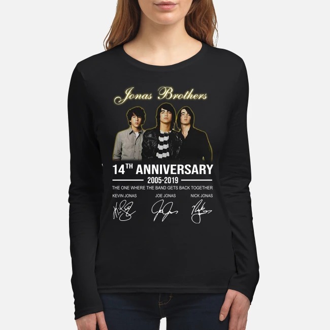 Jonas Brothers 14th anniversary signatures women's long sleeved shirt