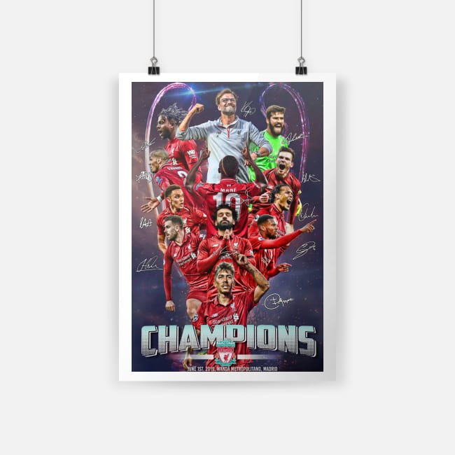 Liverpool UEFA champions 2019 white poster