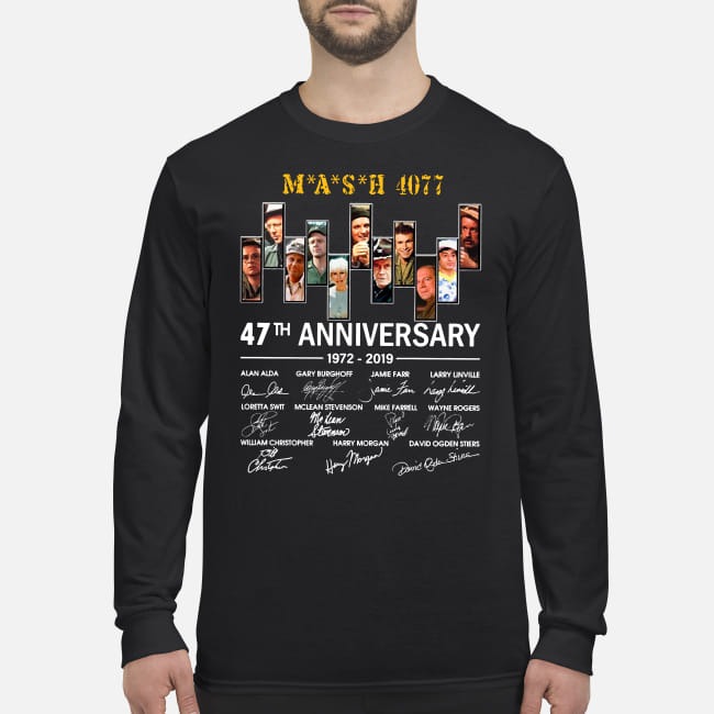 MASH 4077 47 Anniversary 1972 2019 signatures men's long sleeved shirt