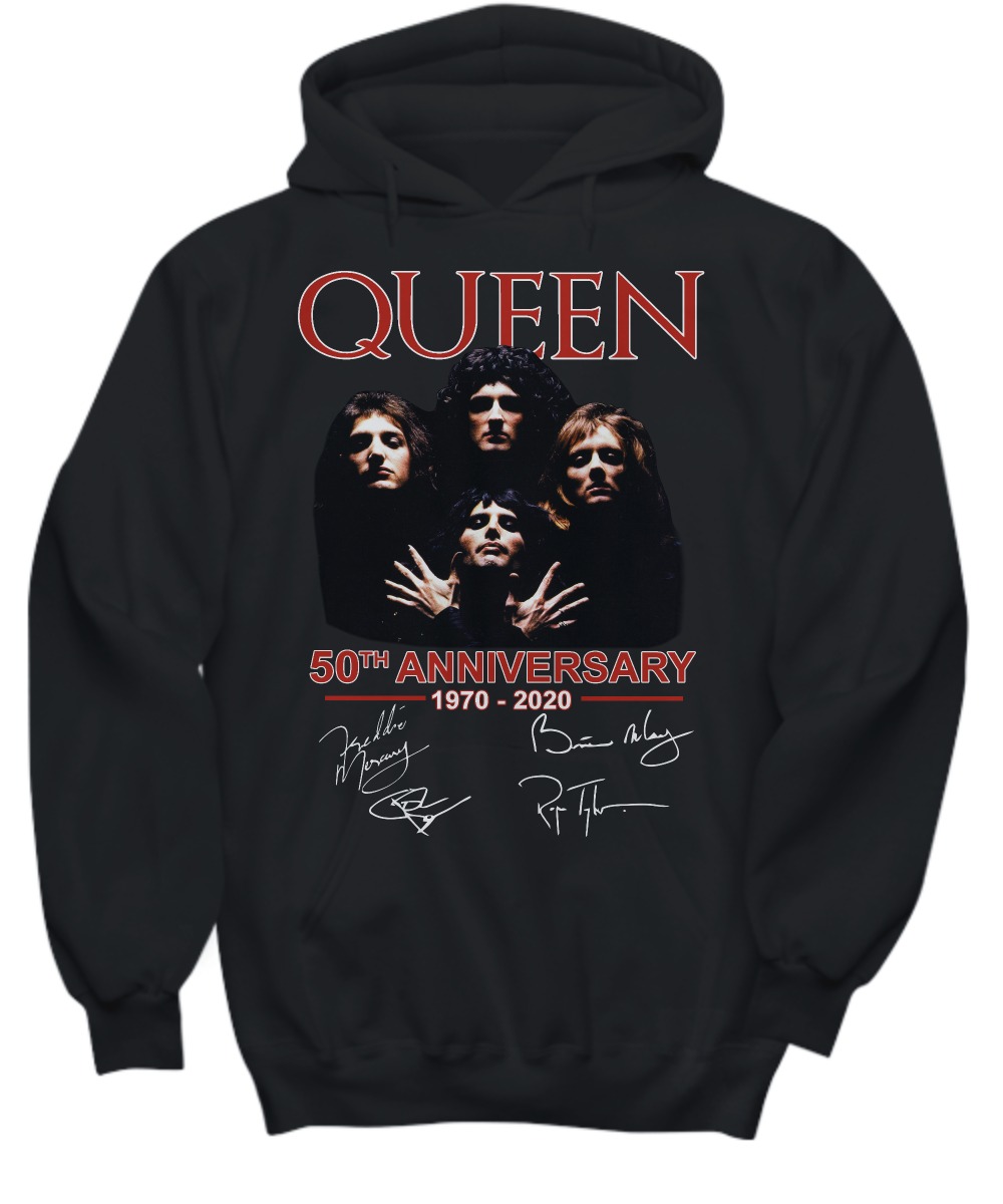 Queen band 50th anniversary signatures shirt and hoodie