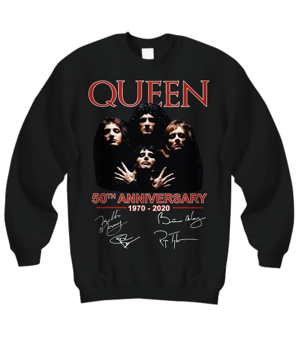 Queen band 50th anniversary signatures sweatshirt