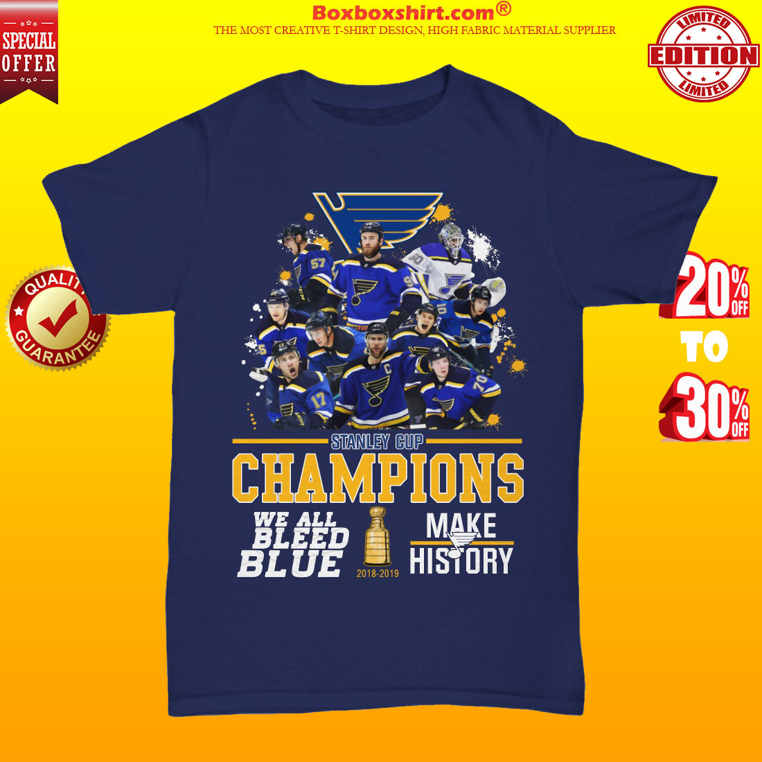 [NEWEST] Stanley cup champions we all bleed blue make history shirt