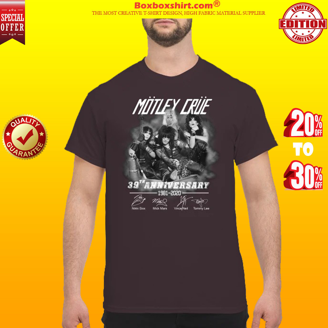 Motley Crue 39th anniversary 1981 2020 shirt