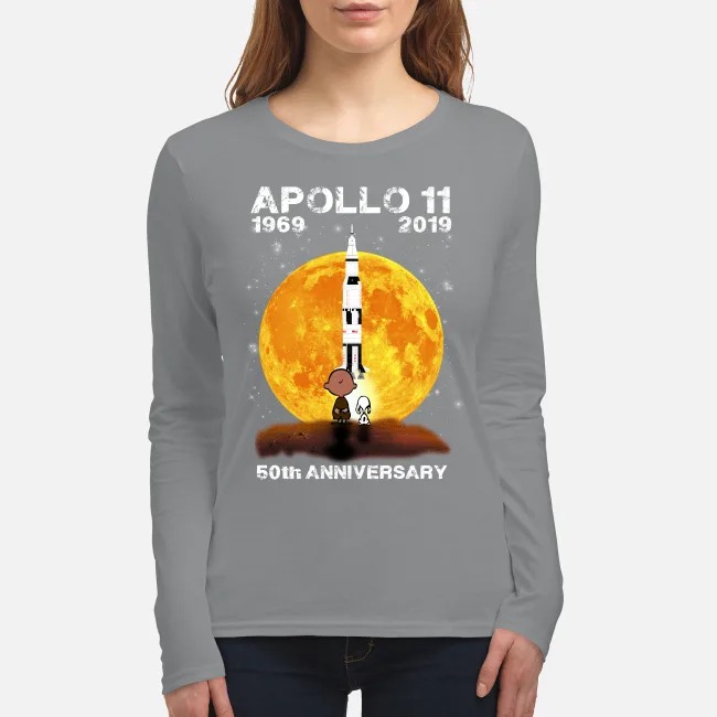 Snoopy and Charlie Brown apollo 11 1960 2019 50th Anniversary women's long sleeved shirt