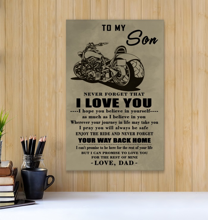 Biker to my son never forget that I love you poster 8