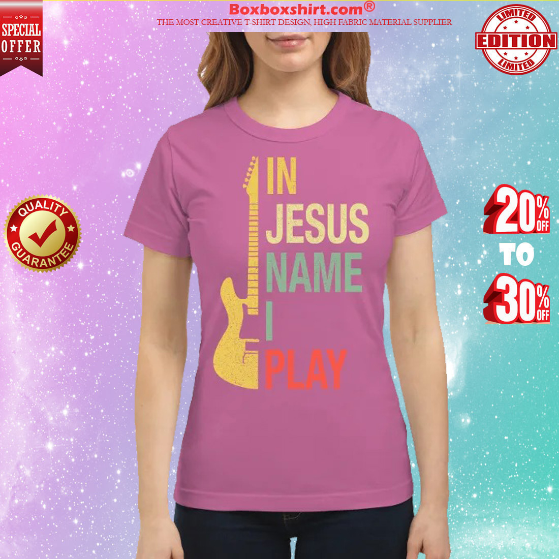 In Jesus name I play guitar classic shirt