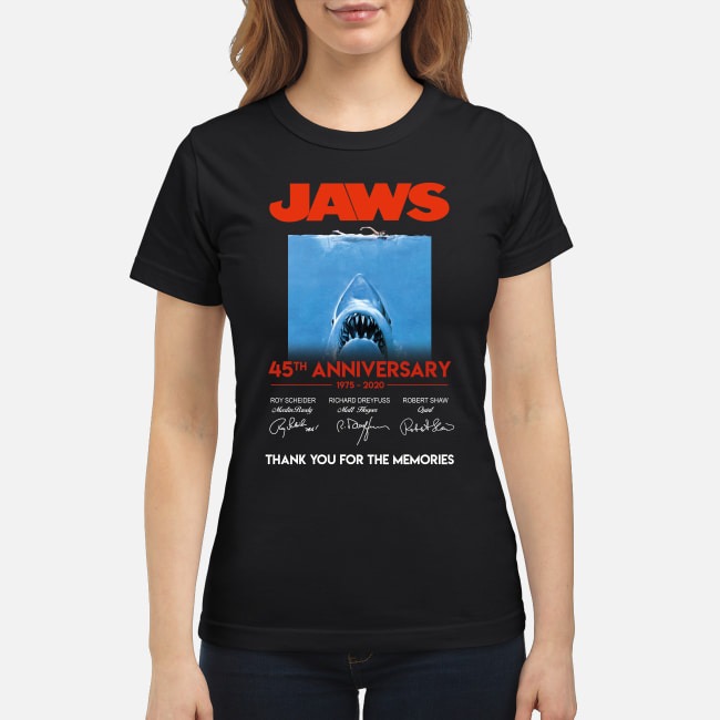 Jaws 45th anniversary 1975 2020 thank you for the memories classic shirt