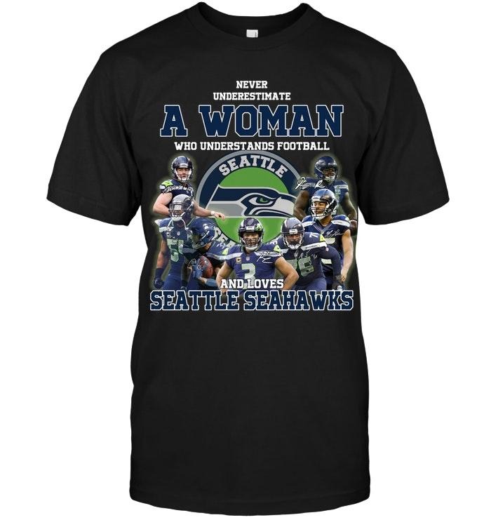 A woman who understand football and love Seatle Seahawks shirt