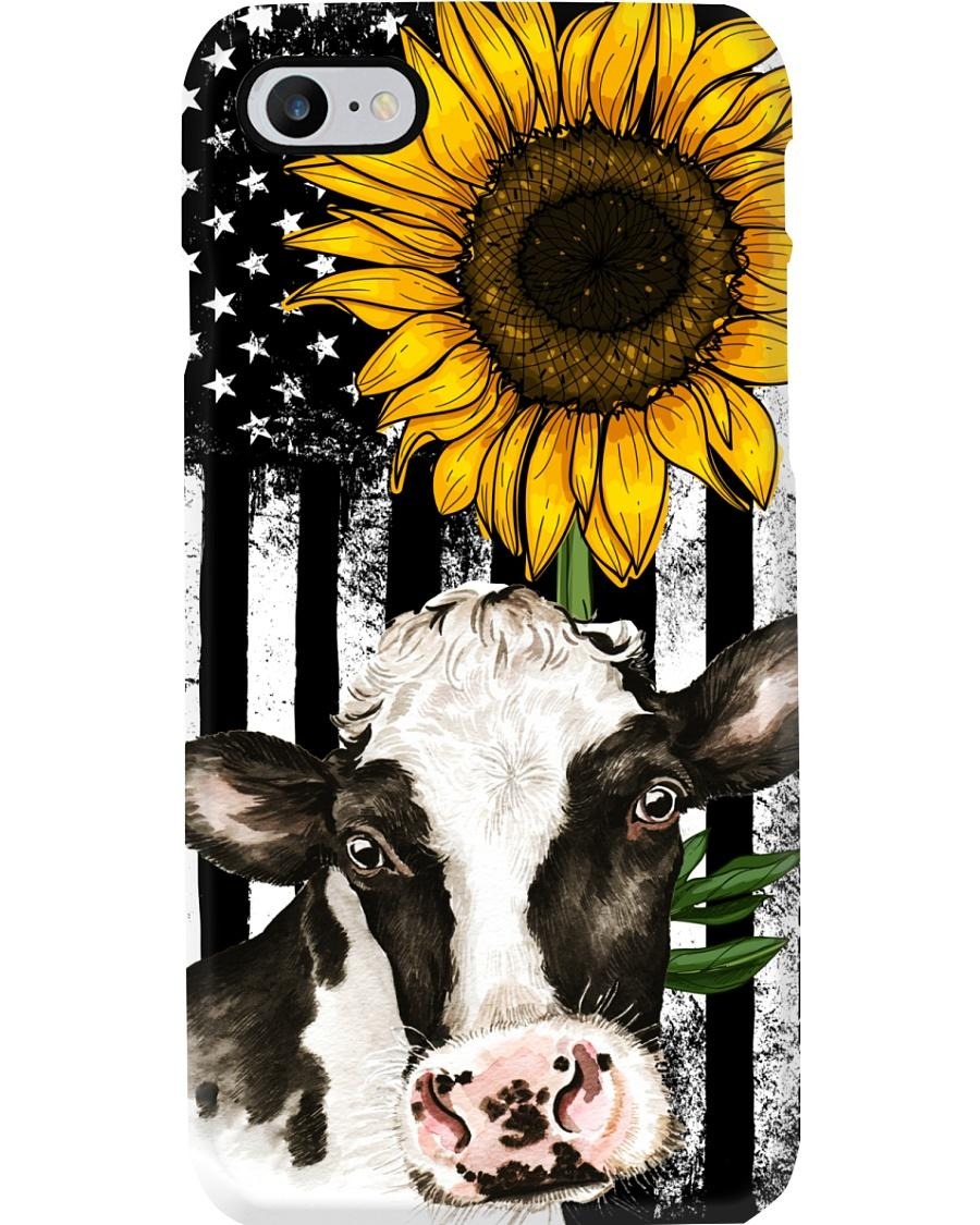 Cow American flag sunflower phone cool case