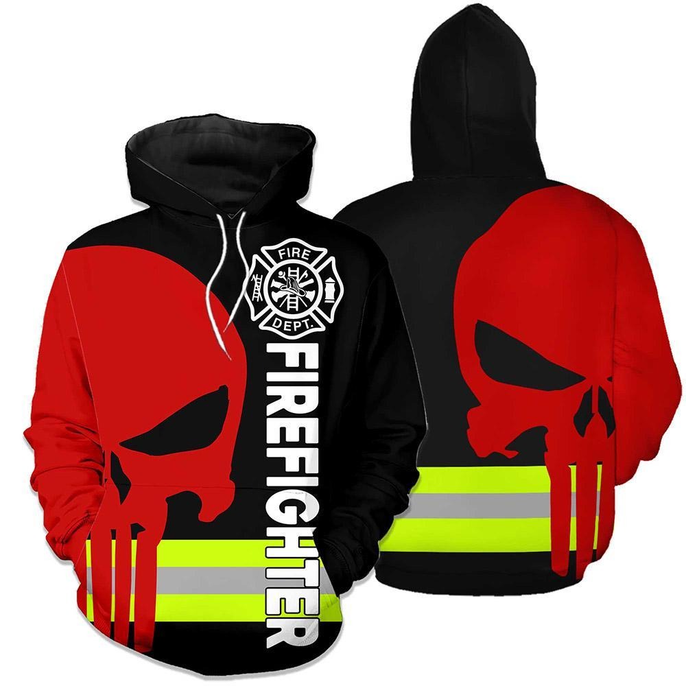 Firefighter dept skull 3d hoodies
