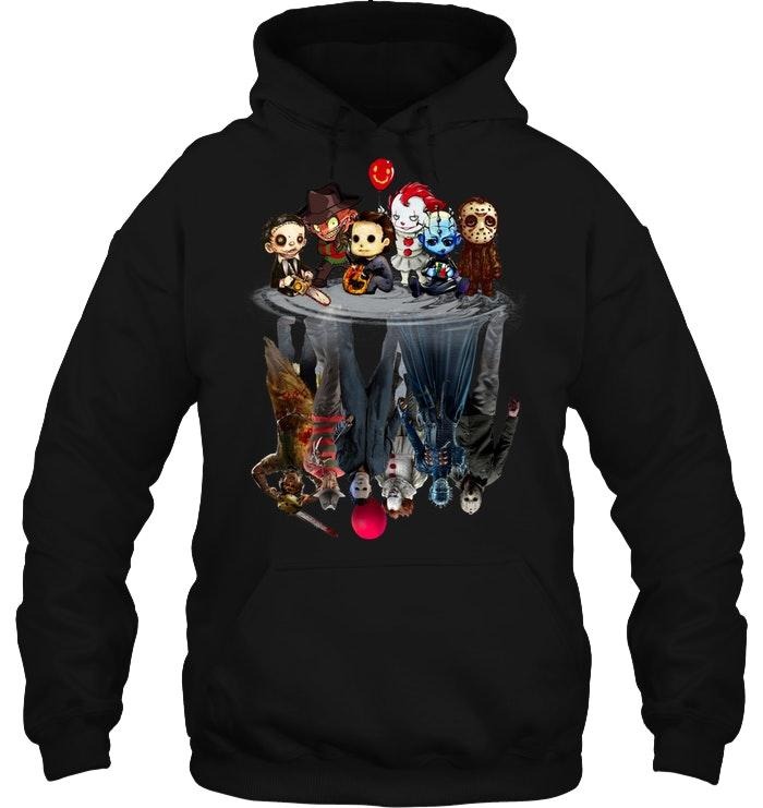 Horror movies character reflection shirt and hoodie