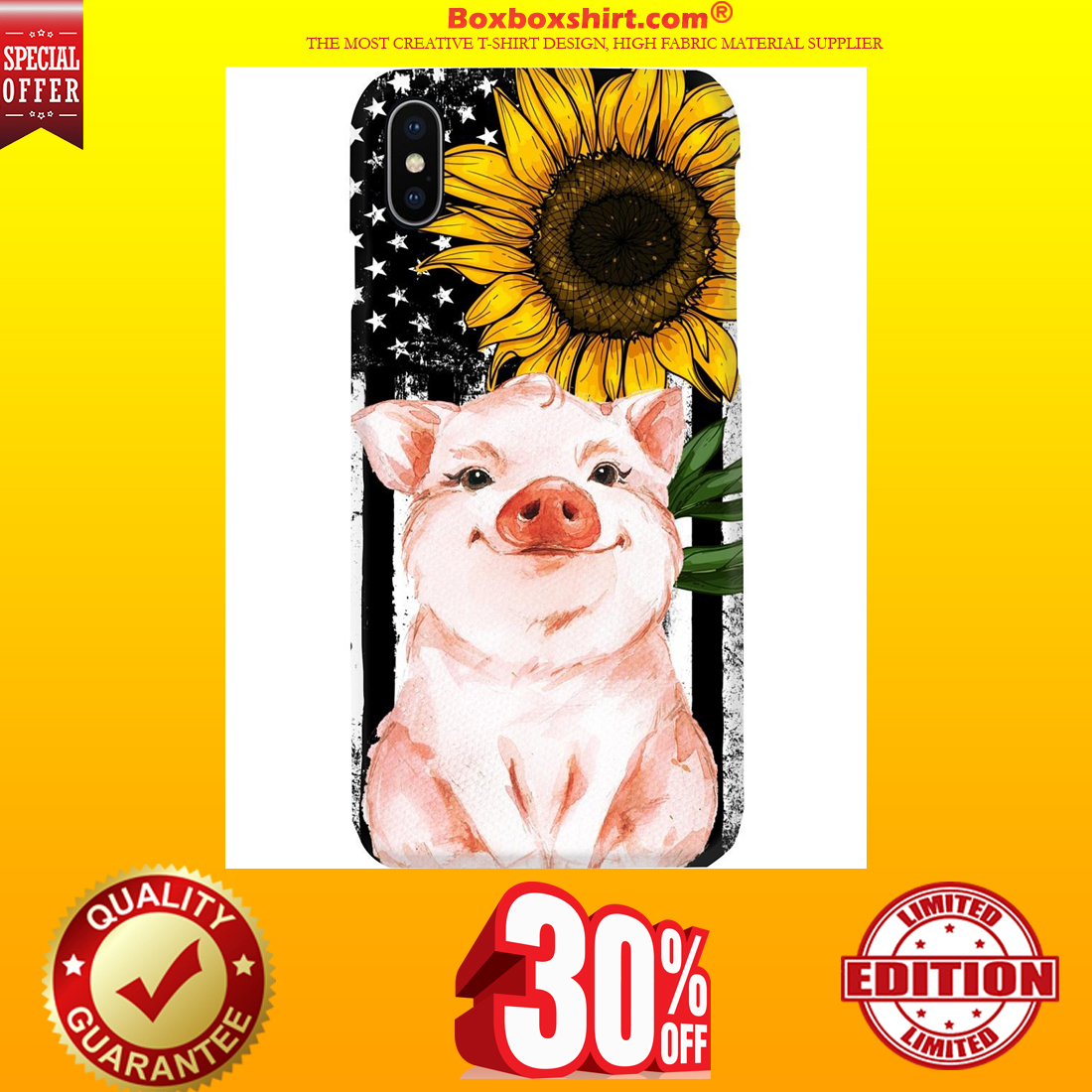 Pig American flag sunflower phone cool case