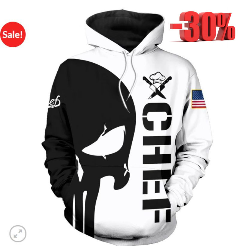 Punisher skull Chef 3d cool hoodie