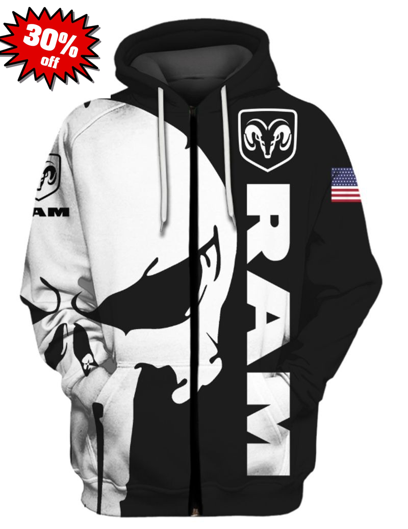 Punisher skull Ram 3d cool hoodie