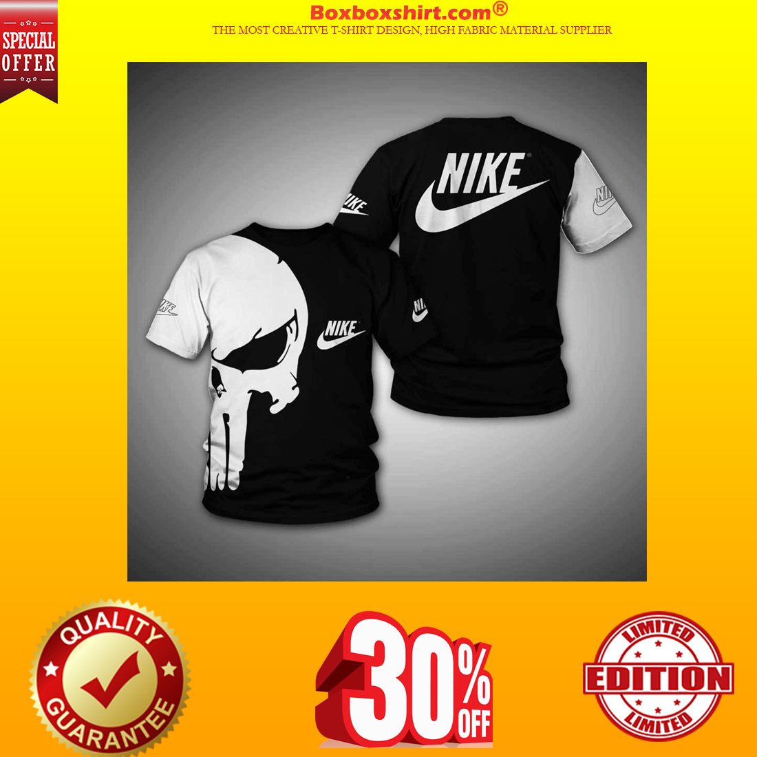 Punisher skull nike 3d full print hoodie and shirt