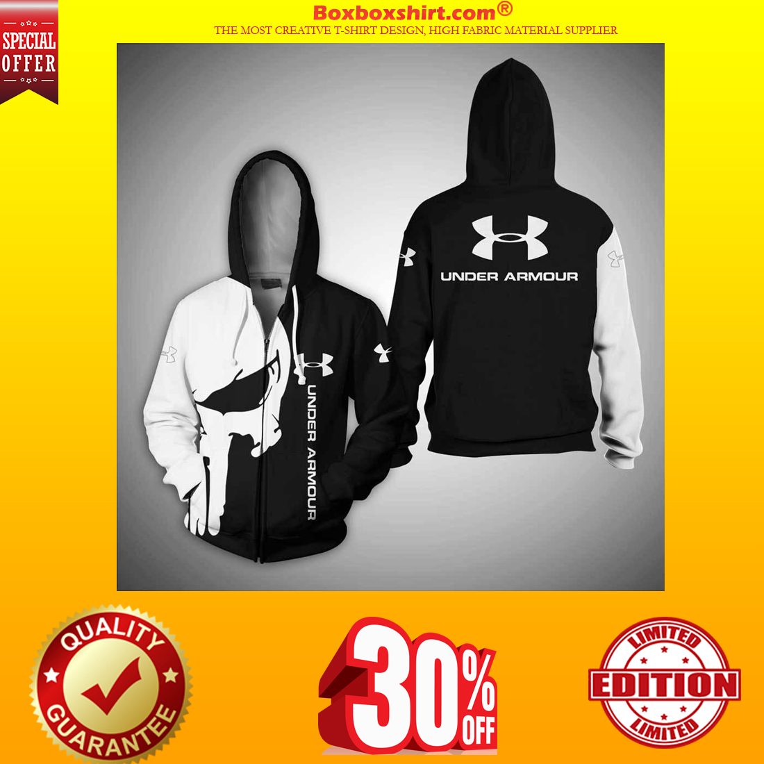 Punisher skull under armour hoodie and zipper 3d