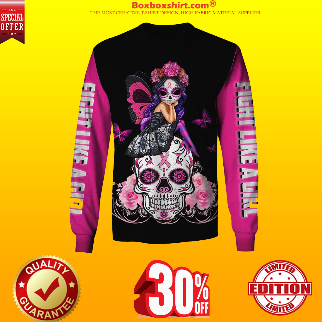 Skull pink warrior like fight a girl 3d hoodie and long sleeved shirt