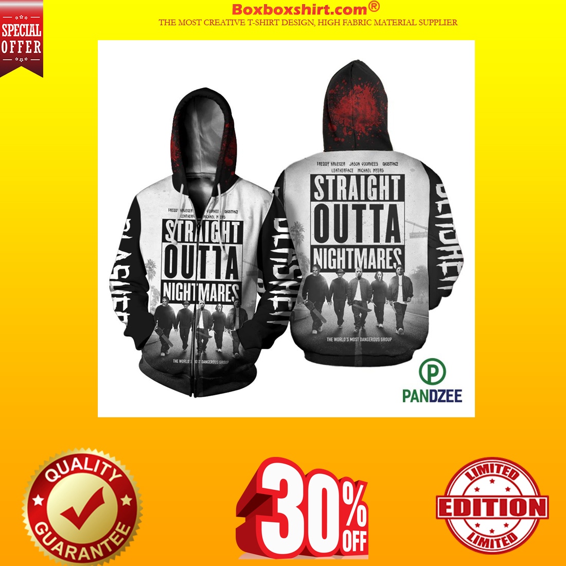 Straight outta nightmares 3d shirt and zipped hoodie