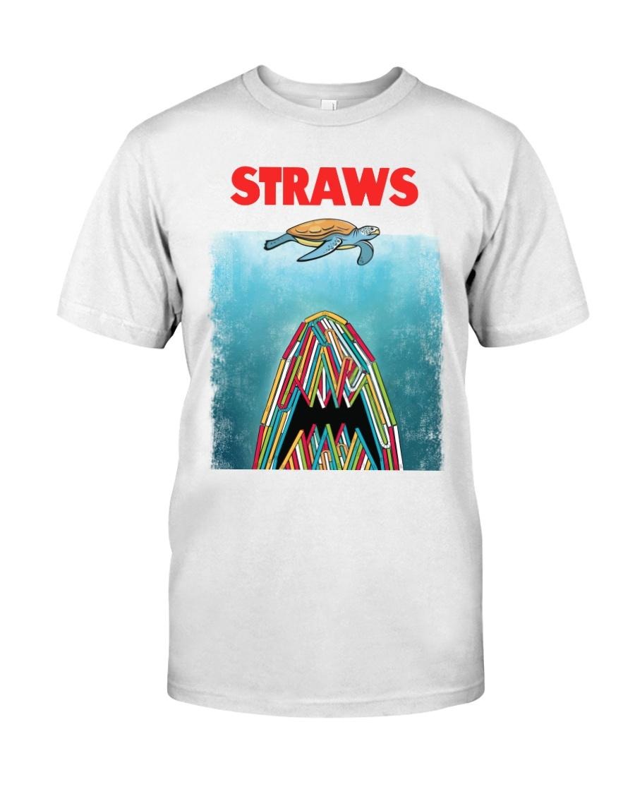 Straws shark turtle classic shirt