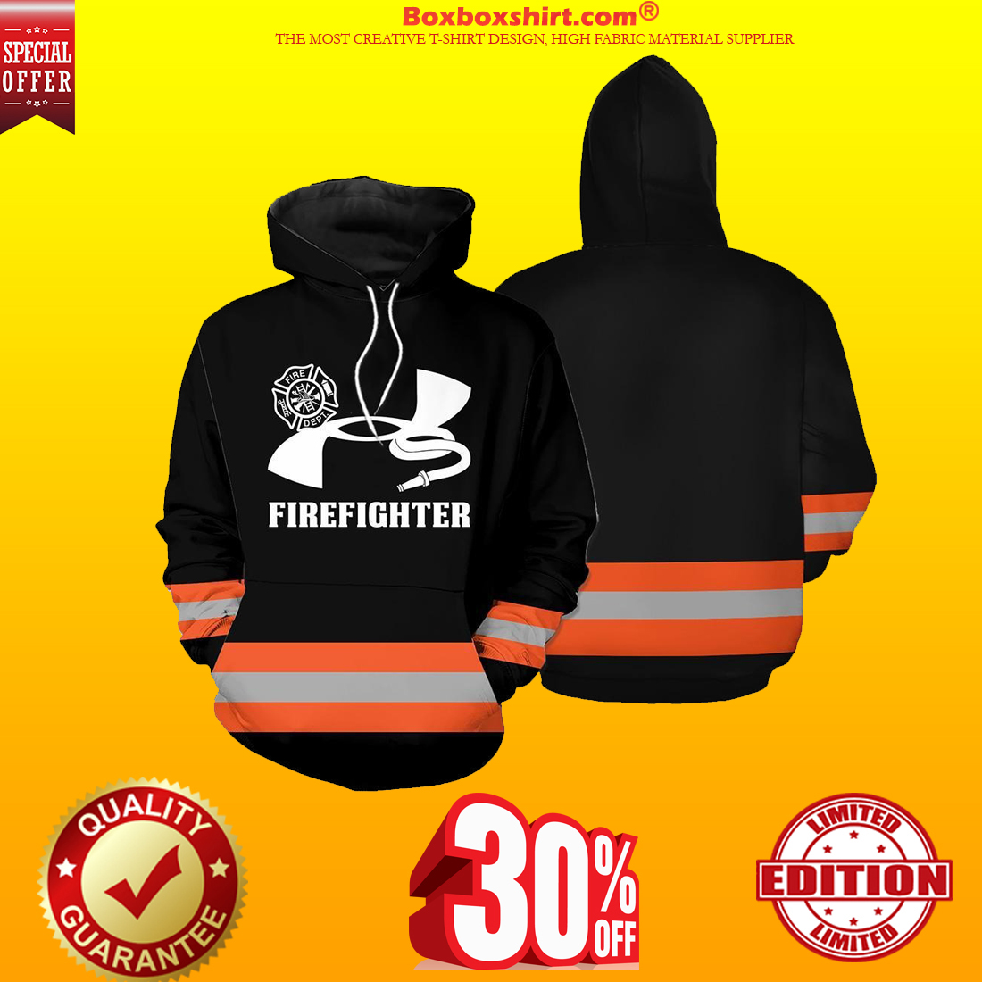 Under Armour firefighter 3d hoodie cool shirt