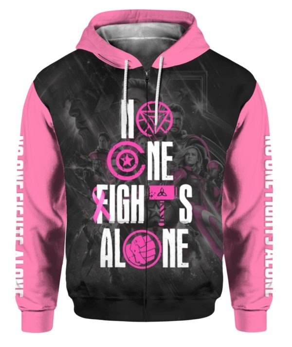 Avengers No one fights alone breast cancer awareness 3d hoodie 4