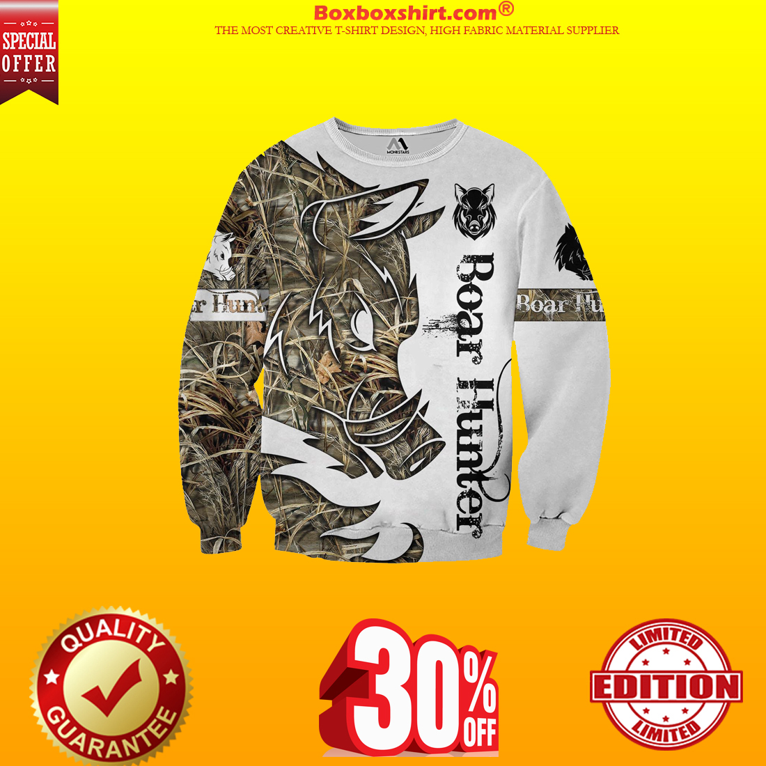 Boar Hunter all over print 3d hoodie and long sleeved shirt