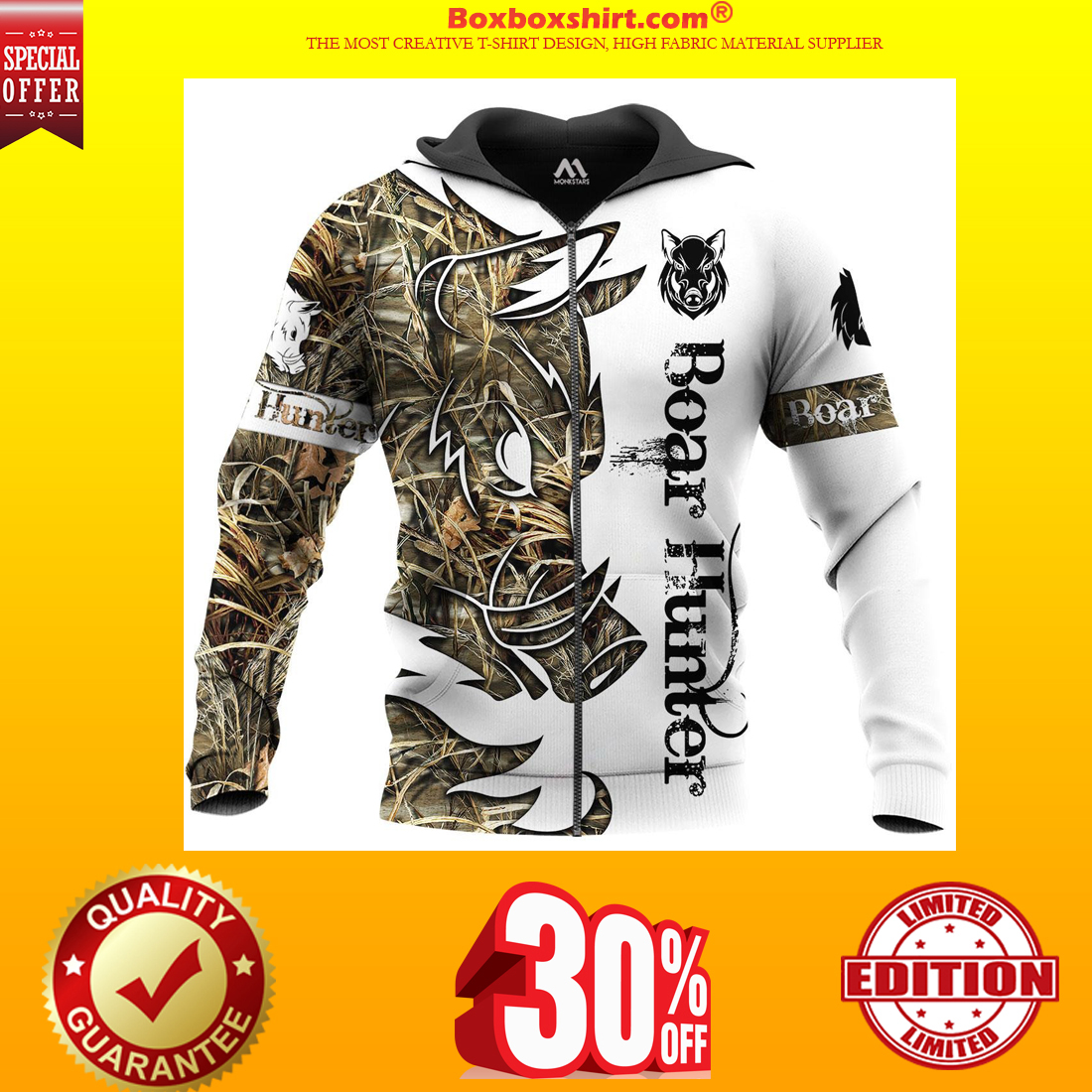 Boar Hunter all over print 3d hoodie and zip